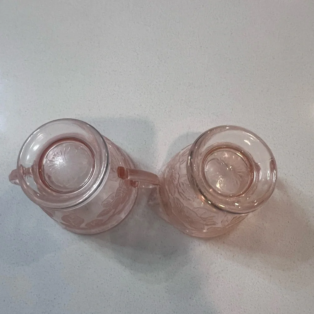 Vintage 1930s‎ MacBeth-Evans Sugar & Creamer Bowls Dogwood Pink Depression Glass